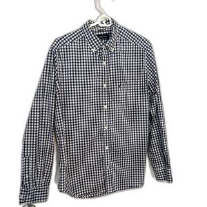 Men's Nautica Button Down Long Sleeve Shirt M Navy/White Check
